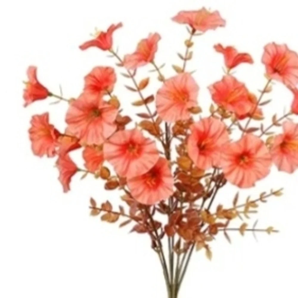 Forever Flowers Hanging Floral Basket silk arrangement pink morning glory